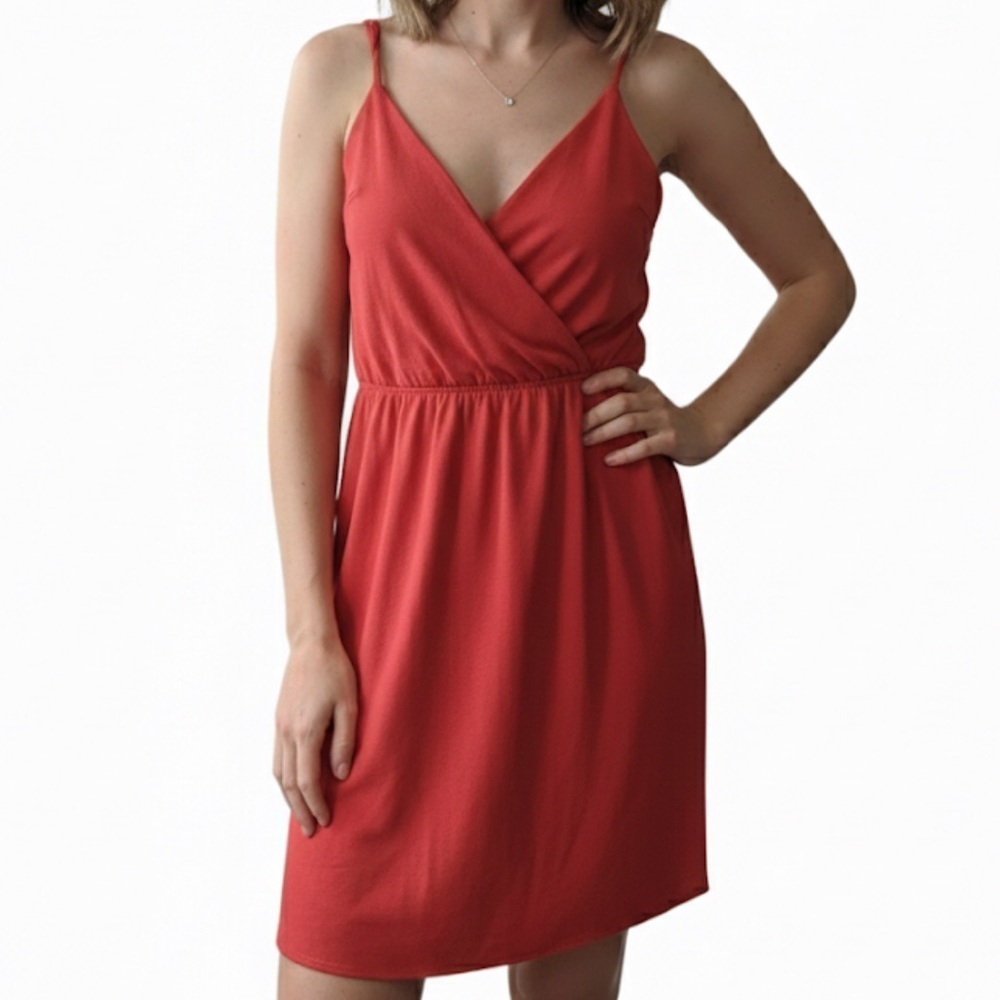 Monteau Vibrant spaghetti straps Red Mini Dress size M